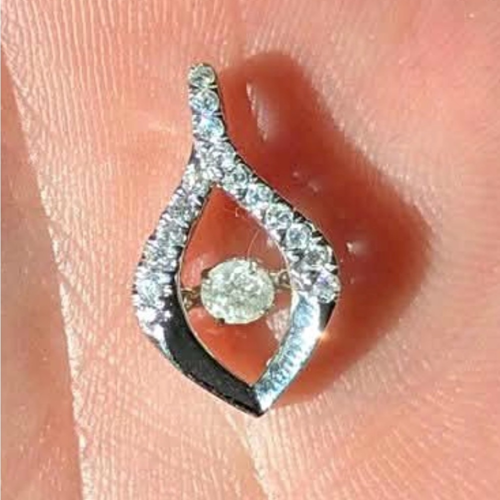 Sparkling 10K White Gold Teardrop Pendant